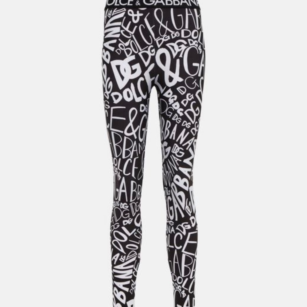Women Black Dolce & Gabbana Logo / Ski Leggings